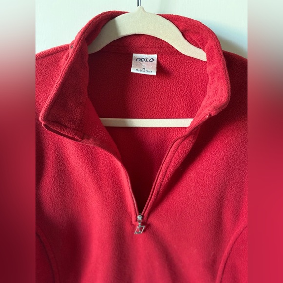 Odlo Women’s Red Fleece Quarter Zip Pullover with Embroidered Collar - Picture 3 of 5